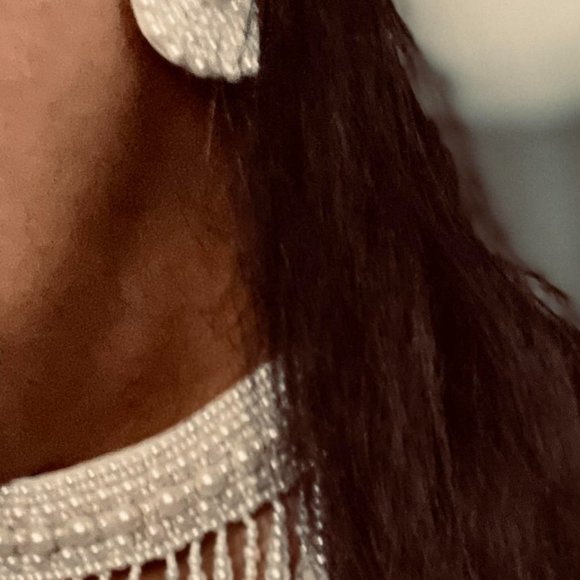 White Pearl Clouds Handmade Choker Necklace Set with Matching Earrings - Picture 3 of 3